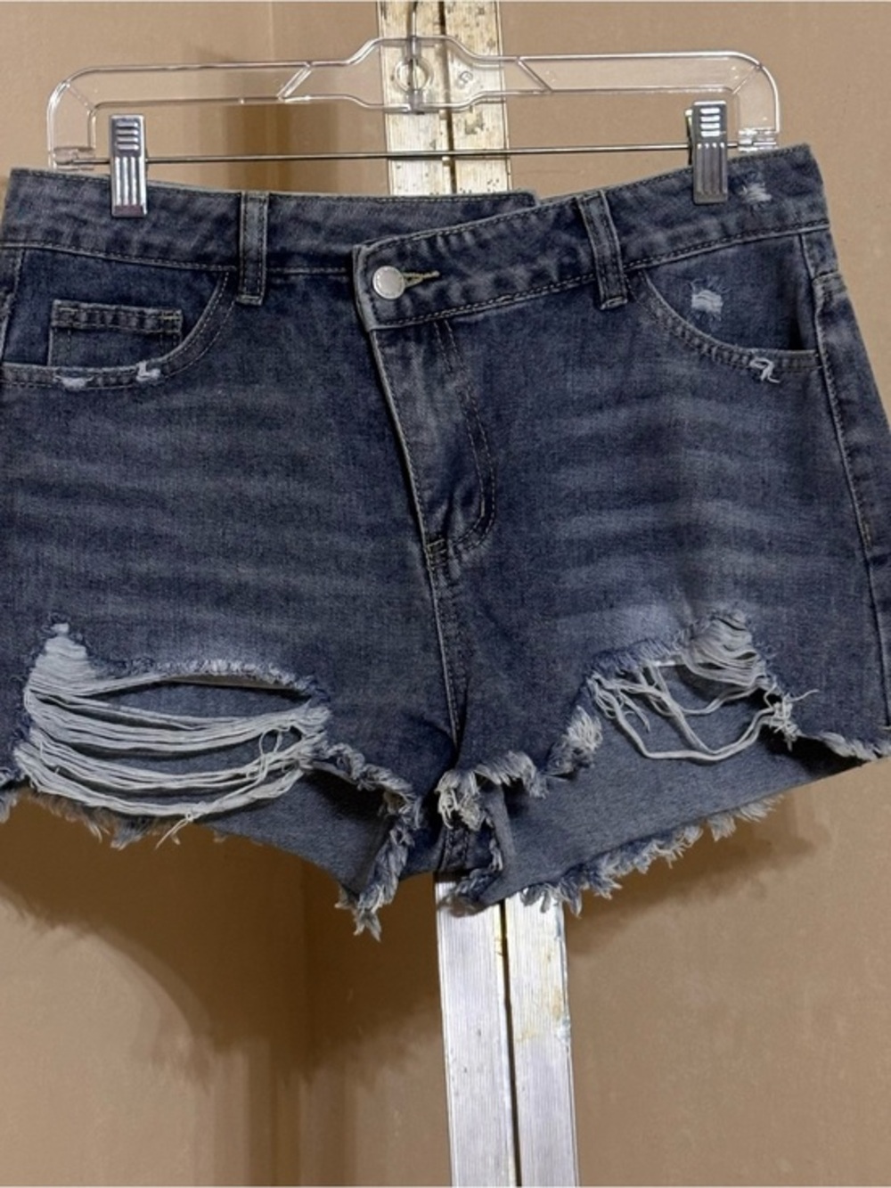 SHEIN Distressed Black High-Rise Denim Shorts Sz 29